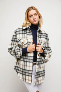 MULTI COLOR PLAID PATCHED SHIRT JACKET