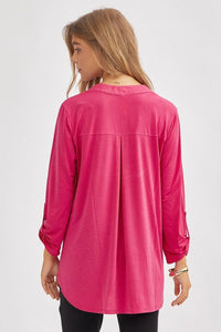 Curvy Lizzy 3/4 Sleeve -Magenta