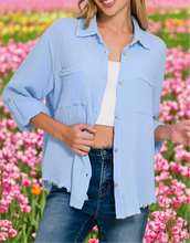 Load image into Gallery viewer, Double Gauze Button Down -Spring Blue