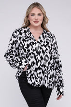 Load image into Gallery viewer, Leopard Notched Neckline Blouse