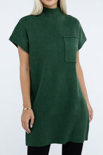 Load image into Gallery viewer, Mock Neck Short Sleeve Sweater Dress with Pocket