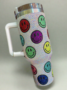 40 oz Bedazzled Tumbler -Smiley