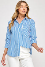 Load image into Gallery viewer, Striped Poplin Shirt- Blue