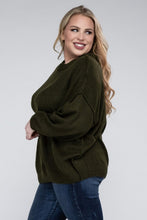 Load image into Gallery viewer, Plus Oversized Round Neck Raw Seam Melange Sweater