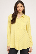 Load image into Gallery viewer, Rhinestone Patch Pocket Blouse Shirt- Yellow