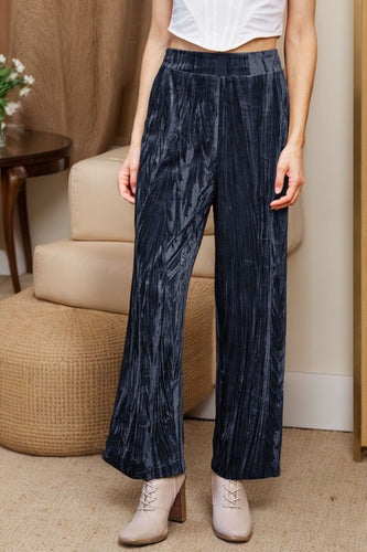 Crinkled Velvet Pant- Blue