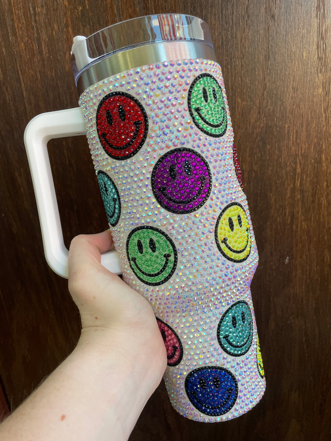 40 oz Bedazzled Tumbler -Smiley