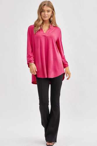 Curvy Lizzy 3/4 Sleeve -Magenta