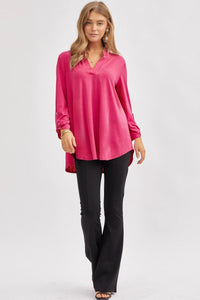 Curvy Lizzy 3/4 Sleeve -Magenta