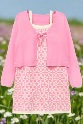 Flower Girl Dress and Cardigan - Pink