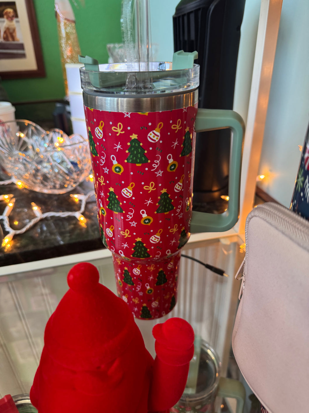 40 oz Christmas Tumbler - Christmas Tree Red