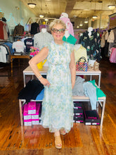 Load image into Gallery viewer, Chiffon Smocked Blue Florals Dress