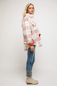 MULTI COLOR PLAID PATCHED SHIRT JACKET