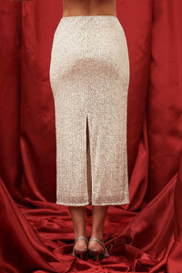 Sequin Madi Skirt-  White Champagne