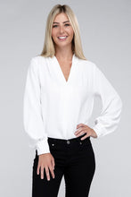 Load image into Gallery viewer, Woven Airflow V-Neck Long Sleeve Top