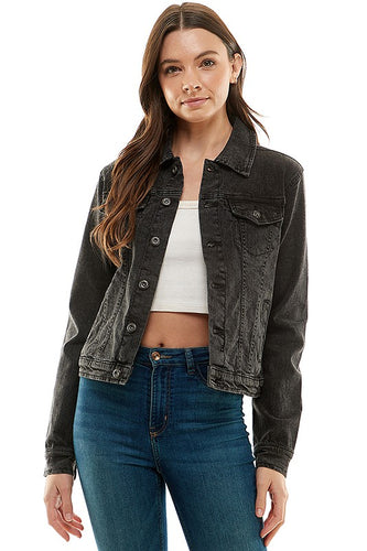 Stretch Denim Jacket - Black
