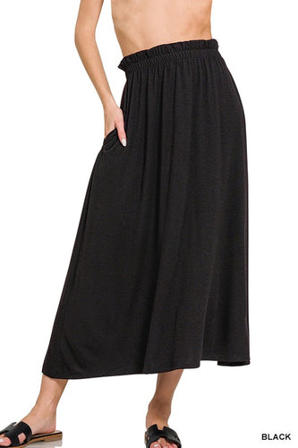 Paper Bag Midi Skirt- Black