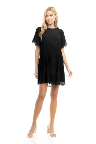 LBD Pleated Mini Dress-Black