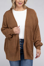 Load image into Gallery viewer, Plus Low Gauge Waffle Open Cardigan Sweater