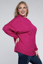 Load image into Gallery viewer, Plus Oversized Round Neck Raw Seam Melange Sweater