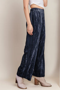 Crinkled Velvet Pant- Blue