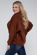 Load image into Gallery viewer, Plus Oversized Round Neck Raw Seam Melange Sweater