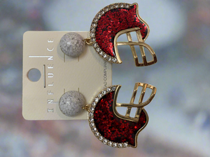 Red Football Helment Dangle Earrings