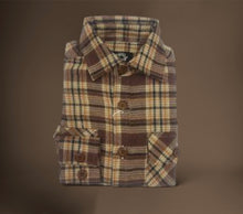 Load image into Gallery viewer, Boys Flannel - Khaki and Brown Plaid