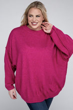 Load image into Gallery viewer, Plus Oversized Round Neck Raw Seam Melange Sweater