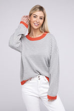 Load image into Gallery viewer, Contrast Trimmed Striped Pullover Knit