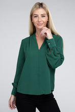 Load image into Gallery viewer, Woven Airflow V-Neck Long Sleeve Top