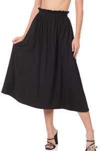 Paper Bag Midi Skirt- Black