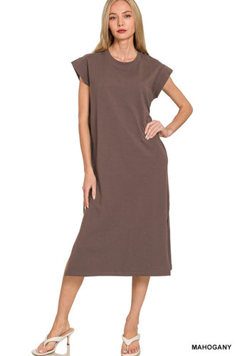 SS Cap Midi Dress- Mahogany
