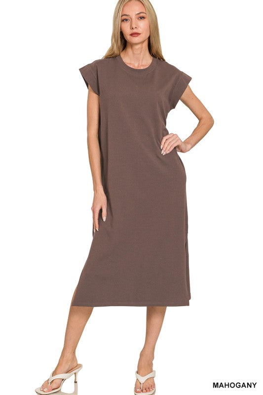 SS Cap Midi Dress- Mahogany