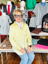 Load image into Gallery viewer, Rhinestone Patch Pocket Blouse Shirt- Yellow