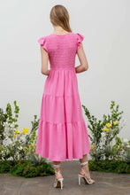 Load image into Gallery viewer, Smocked Ruffle Sleeve Maxi-Pink