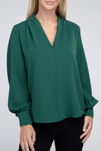 Load image into Gallery viewer, Woven Airflow V-Neck Long Sleeve Top