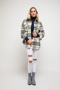 MULTI COLOR PLAID PATCHED SHIRT JACKET