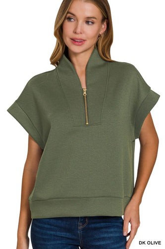 Scuba SS Half Zip- Dk Olive