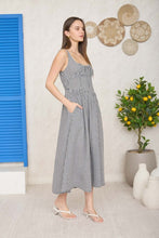 Load image into Gallery viewer, Gingham Corset Midi Dress- B/W
