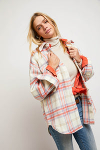 MULTI COLOR PLAID PATCHED SHIRT JACKET