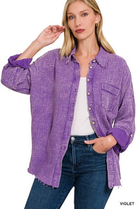 Double Gauze Button Up Shirt - Violet