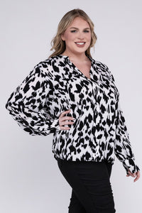 Leopard Notched Neckline Blouse