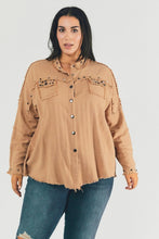 Load image into Gallery viewer, Plus Distressed hem button down oversize shirt