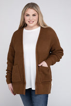 Load image into Gallery viewer, Plus Low Gauge Waffle Open Cardigan Sweater