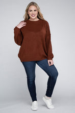 Load image into Gallery viewer, Plus Oversized Round Neck Raw Seam Melange Sweater