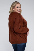 Load image into Gallery viewer, Plus Oversized Round Neck Raw Seam Melange Sweater