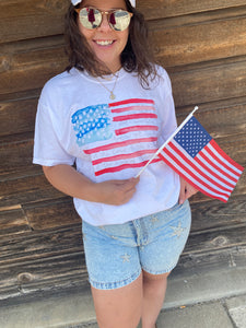 Water Color Flag Tee - White