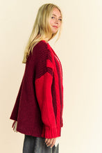 Load image into Gallery viewer, Burgundy and Red Striped Cardigan