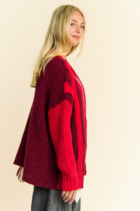 Burgundy and Red Striped Cardigan